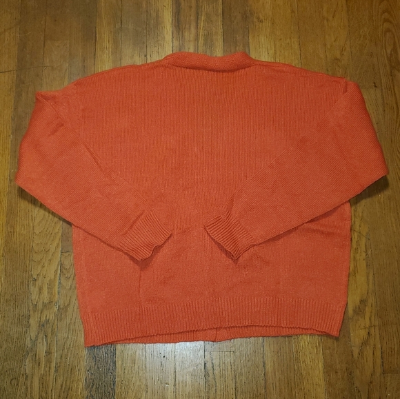 Tangerine Orange Cardigan with White Daisies - Picture 6 of 8